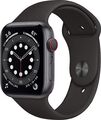 Apple Watch Series 6 44 mm Aluminiumgehäuse space grau am Sportarmband schwarz [