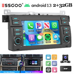 2+32G DAB+ Autoradio Android 13 Carplay Für BMW 3er E46 M3 Rover 75 MGZT GPS Kam