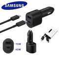 Original Samsung 45W Schnellladegerät Kfz Autoladegerät Dual Port USB-C Kabel