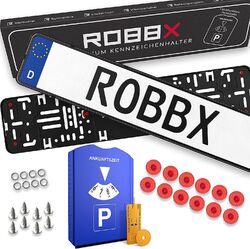 2x Original ROBBX® Premium Kennzeichenhalter Rahmenlos VIBRATIONSFREI LACKSCHUTZ