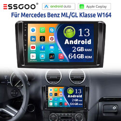 Android 13 2+64G 9" Carplay Autoradio Für Benz ML W164 2005-2011 GPS Navi BT RDS