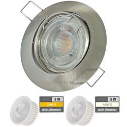 Flacher MCOB LED Decken Einbaustrahler Jan | 230V | 5Watt | ET=35mm | Silber geb