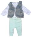 3 teiliges Baby Set Kuschel-Weste in Felloptik + Kordhose + Langarmshirt