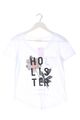 HOLLISTER V-Ausschnitt-Shirt Damen Gr. DE 34 weiß-schwarz-pink Casual-Look