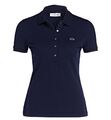 LACOSTE Damen Poloshirt T-Shirt dunkel blau slim fit Gr 36 piqué PF7845