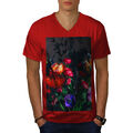 Wellcoda Boquete Blumenkunst Herren V-Ausschnitt T-Shirt, schönes Grafikdesign T-Shirt