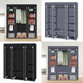 Großer Kleiderschrank Stoffschrank mit Kleiderstangen Lagerregale 175x147x44cm