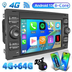 4+64GB Für Ford Focus II Fiesta Transit Android 13 Carplay Autoradio GPS 4G WIFI