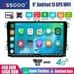 4+64G Carplay Autoradio 4G Android 13 GPS RDS +Kam Für VW Golf 5 6 Touran Caddy