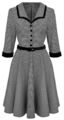 Hell Bunny »TEDDY HOUNDTOOTH« 50s Vintage 3/4 Arm V-Neck DRESS Kleid Rockabilly