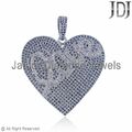 Solid 925 Silber Naturschwarz Spinell Pave Diamant Liebe Herzanhänger Schmuck