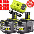 2x Für Or Ryobi Akku 18V 8000mAH 5Ah HP Lithium ONE Plus RB18L50 P108 /Ladegerät