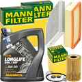 MANN INSPEKTIONSPAKET+5L MANNOL 504 5W-30 ÖL passend für AUDI A4 B8 A5 Q5 2.0TDI