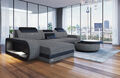 Eckcouch Polstersofa Modern BERLIN L Form Sofa Designer Couch Ottomane Stoff LED