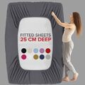 Volles Bettlaken extra tief 25 cm Einzel Doppel Super Kingsize Laken UK