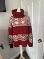 Crew Clothing Co Gr. 12 Lammwolle Grobstrick Pullover Fair Isle Muster Rollkragen