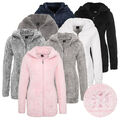 Damen Flauschiger Teddy Fleece Mantel Jacke Kapuze Kapuzenjacke Weste Sublevel