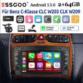 2+64G Autoradio DAB+ Android 13 Carplay GPS NAVI Für Benz C-Klasse W203 CLK W209