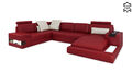 Ecksofa mit USB Sofa Couch Polster U Form Wohnlandschaft Ledersofa Designer Ecke