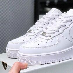 Neu Herren Damen Air Force One Board Schuhe Reines Weiß Klassisch