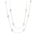 102cm Collier extra lange Halskette 925 Silber Schmuck Kette 15.0ct blauer Topas