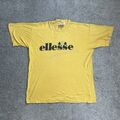 ELLESSE Herren Retro T-Shirt Gr. L Regular Fit Classic Logo Retro 2601 Gelb