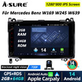 Android 14 Autoradio Carplay BT 5.0 GPS DSP Kam Für Mercedes Benz W169 W245 W639