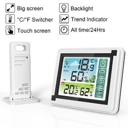 LCD Funk Wetterstation Farbdisplay Thermometer Hygrometer mit Innen Außen Sensor