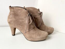 Tamaris Schnürstiefeletten taupe Gr.  39 Beige hellgrau braun Booties Stiefel