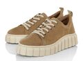 REKEN MAAR Damen Sneaker Schnür-Schuhe Rau-Leder beige derbe Sohle Gr 37 NEU Q40