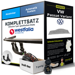 Anhängerkupplung WESTFALIA abnehmbar für VW Passat Variant +E-Satz (AHK+ES)Exklusiv für unsere Kunden: Montage ab 449,- Euro