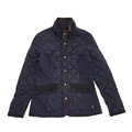  Joules marineblau gesteppte Jacke mit Reißverschluss & Druckknopf UK Damen Größe 12 DD48