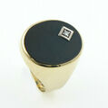 Siegelring Herrenring Onyx mit Zirkonia 14 Karat Gelbgold 5,8 g Gr. 60