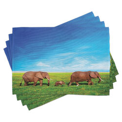 Elefant Platzmatten Elephant Family Afrika Platzmatten 4er Set Waschbar