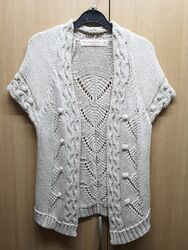 Zara Knitwear Strick Jacke Weste Kurzarm Beige Gr. M