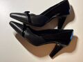 Damen Bugatti hohe  Pumps Leder Gr. 39 schwarz festlich