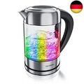 Arendo - Wasserkocher Edelstahl Glas mit Temperatureinstellung – 1,7l - e