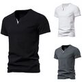 30) Klassisches Herren Slim Fit V-Ausschnitt T-Shirt Freizeit Sommer Tee Kurzarm