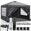 Pavillon 3x3m Wasserdicht Partyzelt Gartenzelt UV Faltpavillon Popup Faltbar NEU