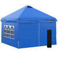 Faltpavillon 3x3m Pavillon 4 Seitenwände mit Tragetasche Fenster Metall Blau