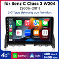 9" AUTORADIO FÜR MERCEDES BENZ C KLASSE W204 S204 2006-2011 ANDROID 13 GPS 4+64G