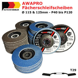 AWAPRO® Fächerscheiben 115mm 125mm Lamellenscheiben Schleifscheiben Schleifmop