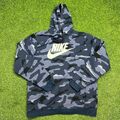 Nike Pullover Blau Camouflage Sweatshirt Damen Herren Hoodie Langarm Größe L