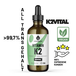 KRÄUTERLAND Vitamin K2, 200µg, 50ml, (K2VITAL®)-MK7 99,7% ALL TRANS, Menaquinon