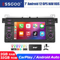 7"Android 12 Carplay Autoradio GPS Nav DAB+ RDS für BMW 3er E46 1998-2006 2+32G