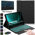 Für Samsung Galaxy Tab S9 FE S8 S7 A9+ A8 A7 QWERTZ Beleuchtete Tastatur Hülle