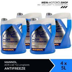 Mannol Antifreeze Kühlerfrostschutz AG11 (-40 °C) Longterm 4x5 Liter = 20 Liter