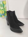 Damen Stiefeletten Echtleder Gr. 37 spitze Schuhkappe Absatz 8 cm schwarz 