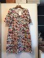 Emilia Ley Damen Kleid Neu Gr 42 Blumen Muster Leinen Mix Leicht NP 159€