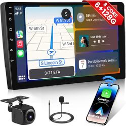 6+128GB 9" Android Autoradio GPS Navi WIFI BT Carplay Mirror Link 2Din + Kamera